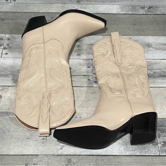 Jeffrey Campbell DAGGET Mid-Calf Western Heeled Boots in Natural Color - Sz - 6 - Picture 11 of 16